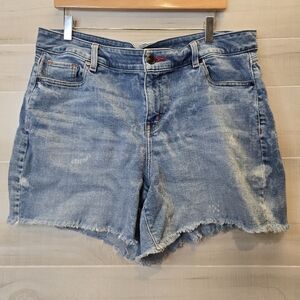 {16} Lane Bryant Fading Star Design Denim Jean Shorts Stretchy Material
